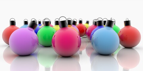 Naklejka premium Christmas decorations from balls of different colors
