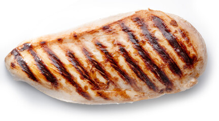 Grilled chicken fillet isolated on white background.