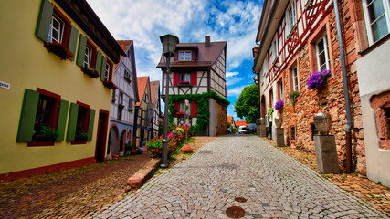 View of the old village of Gengenbach with its old houses in the Black Forest in Germany