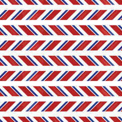 Fototapeta premium Vector blue red striped chevrons seamless pattern