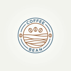 coffee bean shop minimalist line art badge logo icon vector illustration design. simple modern linear coffee house, restaurant, cafe emblem logo concept