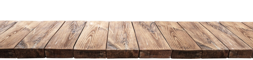 Old wooden table made from wood planks. File contains clipping path.