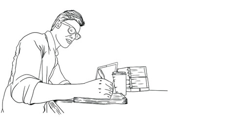 A young stylish well dressed author writer