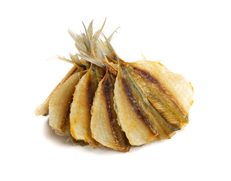 Dried Fish Isolated, Dry Salted Seafood Snack, Stockfish, Beer Snacks