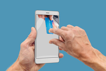 Smartphone screen displaying digital payment sent isolated on blue background