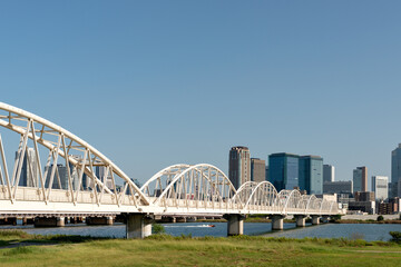 Bridge over Yodo river for the center of Osaka city
