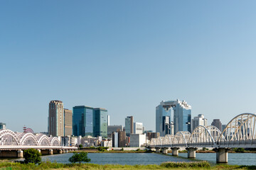 Bridge over Yodo river for the center of Osaka city