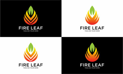 Leaf Fire Logo Template Design Vector, Emblem, Design Concept, Creative Symbol, Icon on Background white and black logo