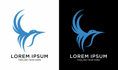 Flying Wings Bird Logo abstract design vector template on Background white and black logo