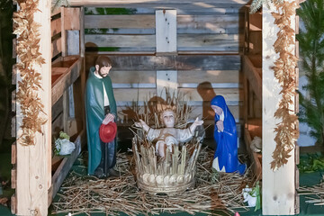 Christmas nativity scene with Joseph Mary and Jesus
