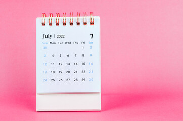 July 2022 desk calendar