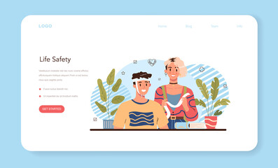 Healthy lifestyle class web banner or landing page set. Idea of life safety