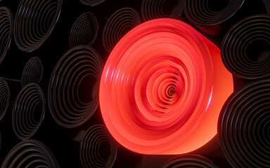 dark and red circle glowing abstract geometric pattern wallpaper 3d rendering