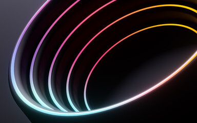 dark wave circle and gradient light glowing abstract geometric pattern wallpaper 3d rendering