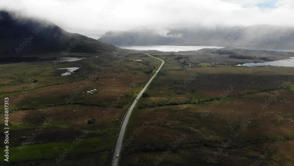 Poster gimsoya island landscape in vagan municipality nordland county, lofoten archipelago norway. tourist 