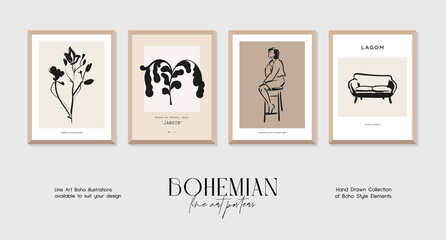 Abstract boho style art prints posters collection