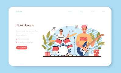 Music club or class web banner or landing page. Students learn