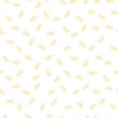 White seamless pattern with flower and leaves.