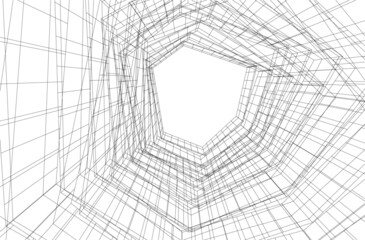 abstract architecture digital 3d drawing