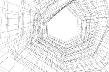 abstract architecture digital 3d drawing