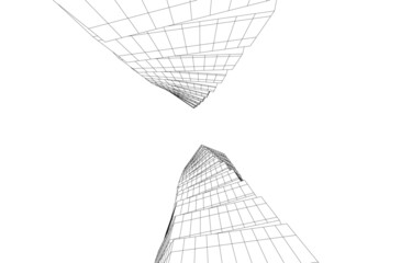 abstract architecture digital 3d drawing