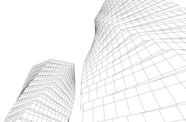 abstract architecture digital 3d drawing
