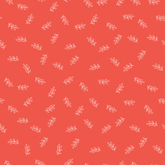 Red seamless pattern with white flower leaves.