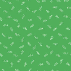 Green seamless pattern with  white flower leaves.