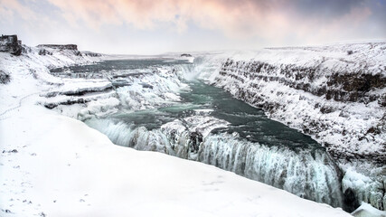 Gullfoss waterfall in winter, Iceland