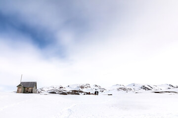 Abandoned cabin and marble mine at Camp Mansfield, Svalbard