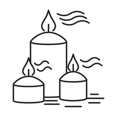 Candle outline icon. A device for lighting. A symbol of the sun, light, life, spirituality, communication with God, with the world of the dead, with angels. Vector illustration isolated.