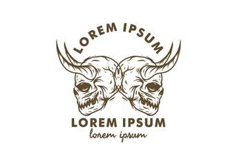 Two skull head with horn with lorem ipsum text