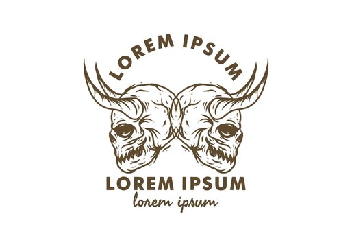 Two skull head with horn with lorem ipsum text