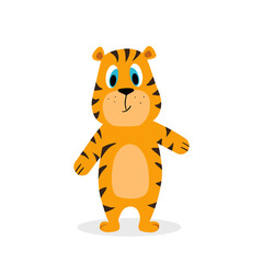 Cute tiger. A happy symbol of the Chinese New Year. Vector cartoon illustration.