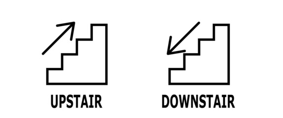 Vector illustration of stair up and stair down with arrow sign.