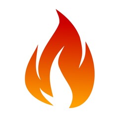 Fire icon vector.  Illustration of a fire flame in orange color.