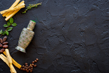 Agar wood oil or arabian oud perfume with ingredients