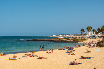 Fototapeta na wymiar Corralejo beach, Fuerteventura, Canary Islands. Spain