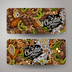 Cartoon cute doodles Chocolate horizontal banners set