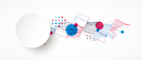 Obraz premium The abstract wave is made in a frame style. Template for science and technology presentation.