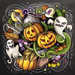 Happy Halloween cartoon vector illustration.