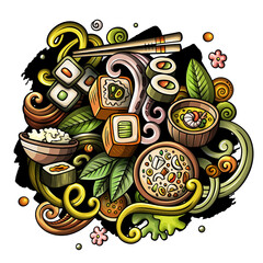Cartoon vector doodles Japan food illustration