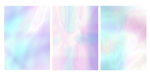 Holographic pastel Iridescent abstract covers set