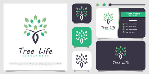 Tree life logo with modern concept Premium Vector