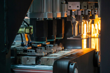 The operation of plastic bottle blowing machine.