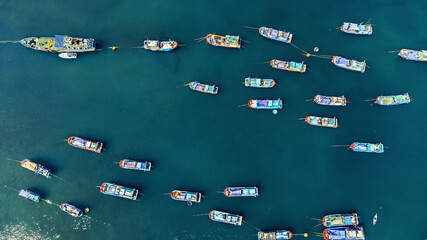 Fishing boats aerial panoramic - 460828903