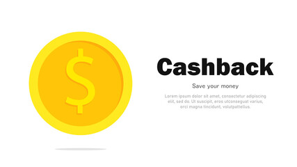 Cashback. Save savings. Financial benefit. Horizontal banner, poster, header for website. Vector illustration