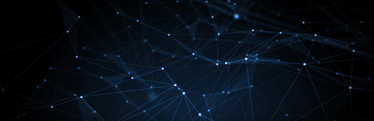 Abstract futuristic - technology with polygonal shapes on dark blue background. Design digital technology concept. 3d illustration.