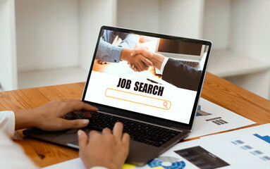 woman using laptop for job search concept, find your career, woman looking at online website