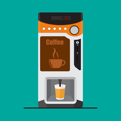 coffee vending machine isolated on background vector illustration.